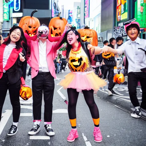 Image similar to group of people having fun on Halloween in Shibuya, amateur film photographer