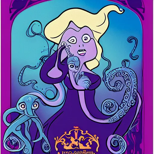 Prompt: ursula the sea witch, boris johnson, ( ( octopus ) ), by glen keane, disney