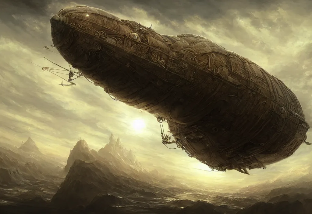 Image similar to a fantasy airship, epic fantasy, detailed, intricate, elegant, digital painting, concept art, smooth, focus, rim light