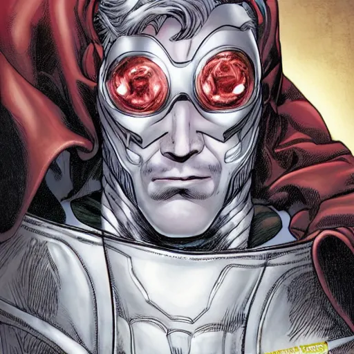 Image similar to Portrait of doctor good-love in robot-man's, flowing cape, marvel armor, graphic novel, art by Ardian Syaf