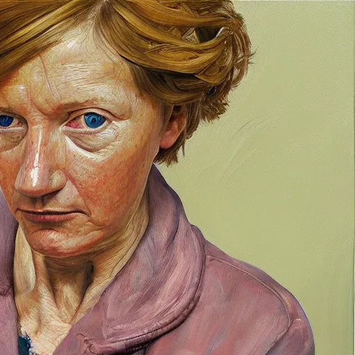 Image similar to high quality high detail painting by lucian freud, hd, portrait of janine cody