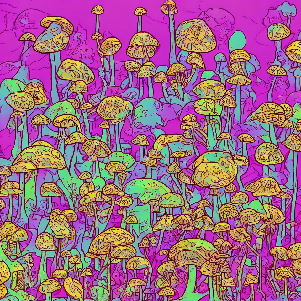 Prompt: the jewelpunk aesthetic of the Mushroom empire, cute, complimentary colors, moderate saturation