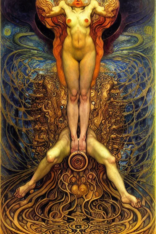 Image similar to Divine Chaos Engine by Karol Bak, Jean Delville, William Blake, Gustav Klimt, and Vincent Van Gogh, symbolist, visionary