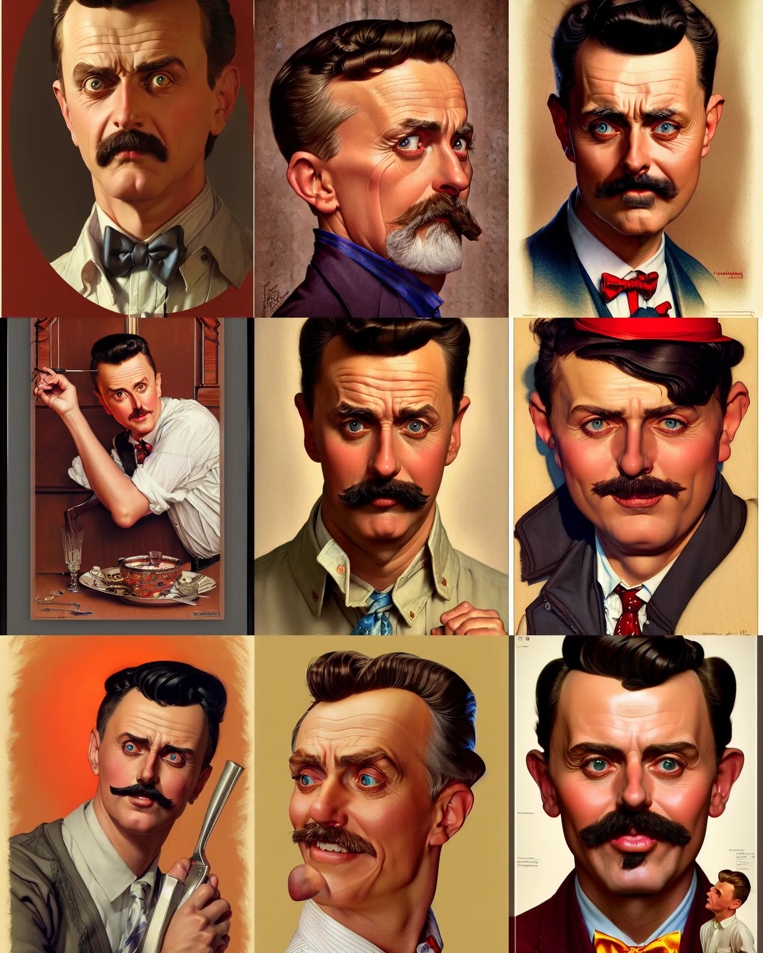 Prompt: stunning 3 d render of forsenlol looking at you, illustrated by norman rockwell and jc leyendecker, sharp thick lines, vivid colors, soft vignette, 8 k octane render, hd blender render, post - processing, masterpiece