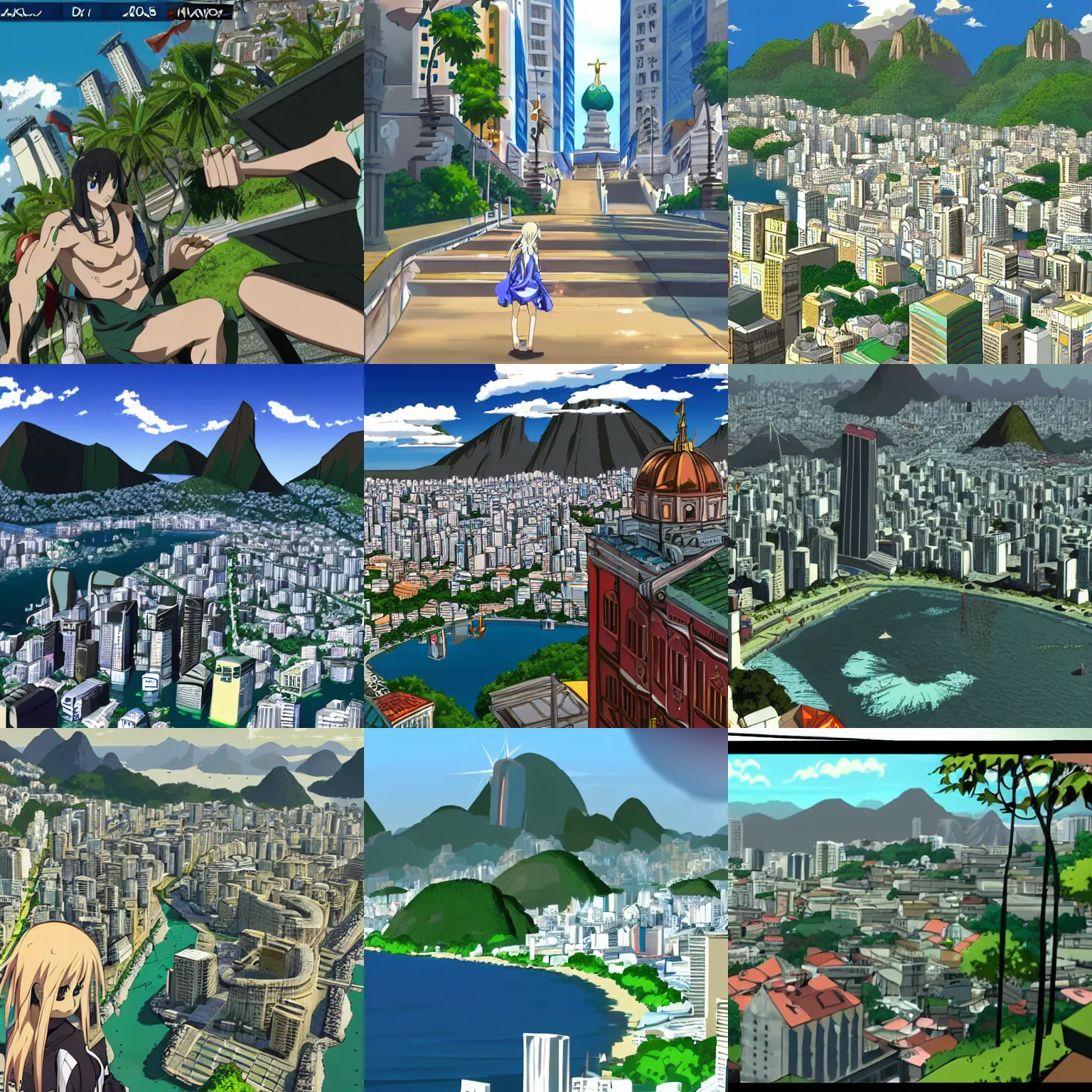 Prompt: rio de janeiro, screenshot from a 2012s anime