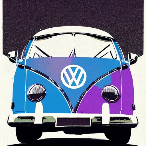 Image similar to illustration of an old van volkswagen, may 6 8, pastel colors, cool, hippie