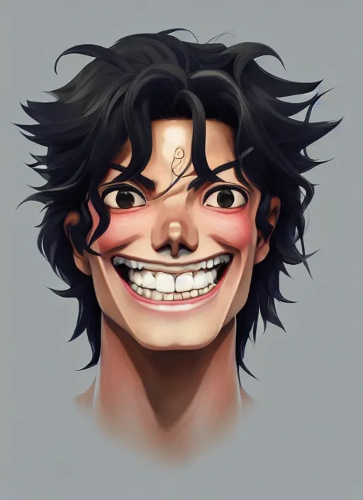 Prompt: centered!! macro head portrait of medieval smiling smile smile king michael jackson, artstation, detailed cartoon, elegant, digital painting, concept art, smooth, sharp focus, illustration, ghibli, makoto shinkai, don bluth, fujita goro, jean giraud, akihiko yoshida, tom whalen 8 k