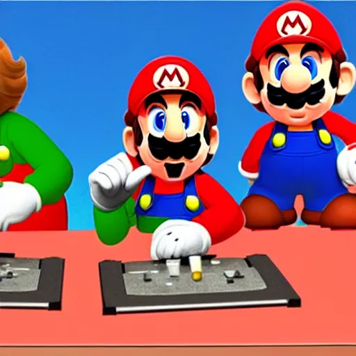 Image similar to Mario Bros playing with the Beatles