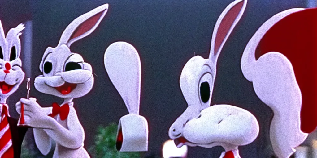 Image similar to a still of bugs bunny in twin peaks ( 1 9 9 0 ), tv still, hq, sharp, highly detailed