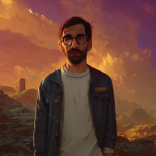 Image similar to highly detailed portrait milhouse, in gta v, stephen bliss, unreal engine, fantasy art by greg rutkowski, loish, rhads, ferdinand knab, makoto shinkai and lois van baarle, ilya kuvshinov, rossdraws, tom bagshaw, global illumination, radiant light, detailed and intricate environment