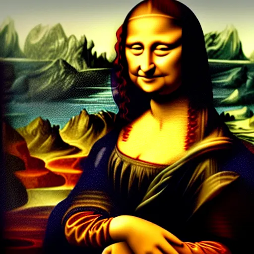 Image similar to stoned mona lisa detailed realistic retouching