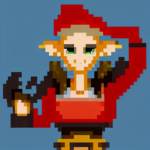 Image similar to female elf warrior portrait, pixel art