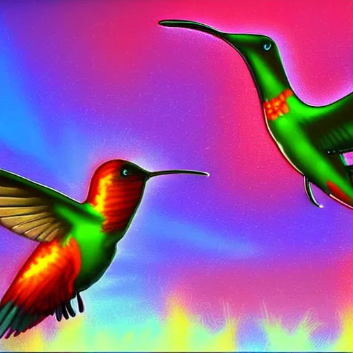 Image similar to a flaming fire hummingbird phoenix crying in the rain digital art cartoonish render raytracing