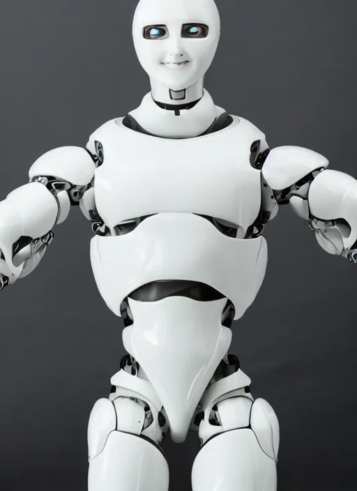Image similar to 'futuristic white ceramic humanoid robot male with a handsome face and muscular body'