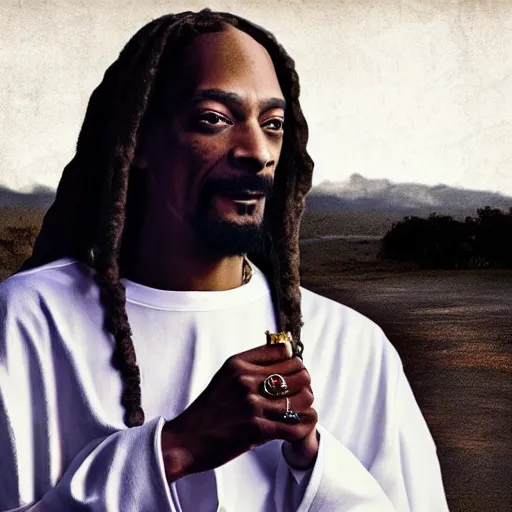 Image similar to snoop dog is jesus christ, cinematic, realistic, 8k, render, details