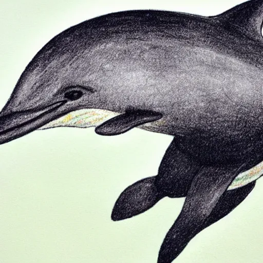 Image similar to child's crayon drawing of a dolphin