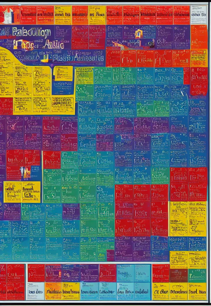 Image similar to graphic design poster, abstract scenes, periodic table