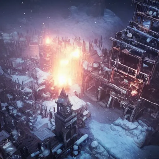 Image similar to frostpunk, no words, no text