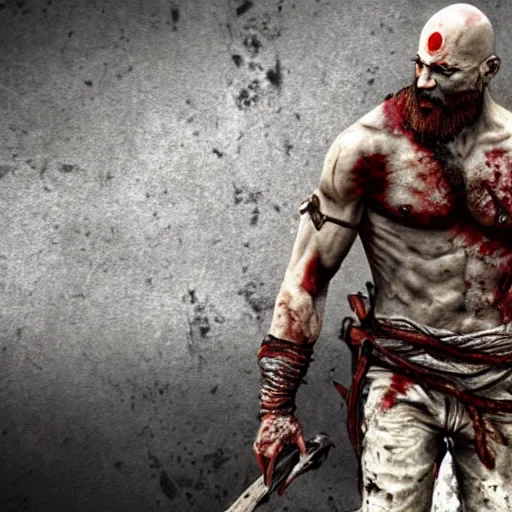 Image similar to kratos in the walking dead 4 k detailed super realistic