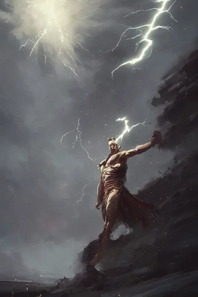 Image similar to the god of lightning by Greg rutkowski