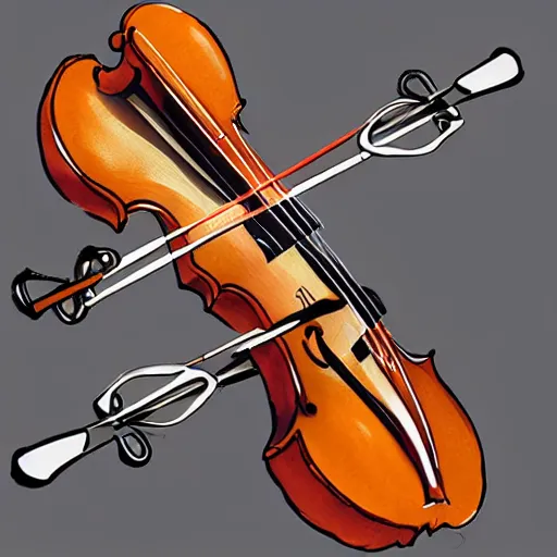 Prompt: a concept art of a violon crossbow
