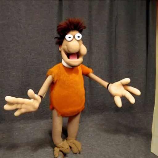 Image similar to fred flintstone as a muppet, puppetry