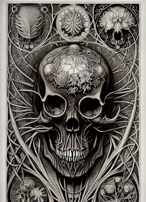 Image similar to art forms of nature by ernst haeckel, memento mori by arthur rackham, ornate antique porcelain beautiful skull mask, ultrasharp, photorealistic, hyperdetailed, octane render, polished, art nouveau, neo - gothic, gothic, intricate ornamental organic filigree, art nouveau botanicals, art forms of nature by ernst haeckel, horizontal symmetry, symbolist, visionary