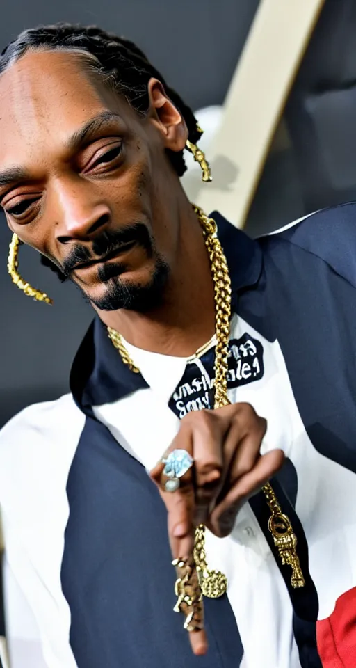 Image similar to snoop dogg with extremely long neck