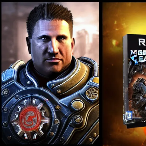 Prompt: markus phoenix from gears of war joining the rotary club