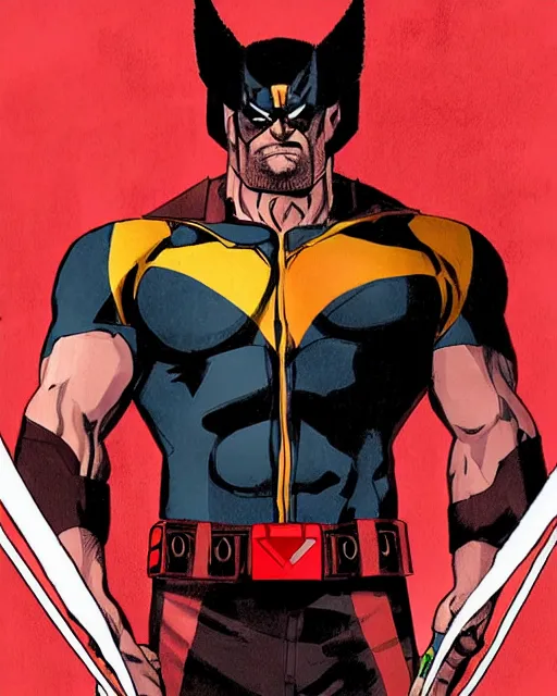 Image similar to portrait comic art of marvels wolverine, black and red color scheme, by inhyuck lee