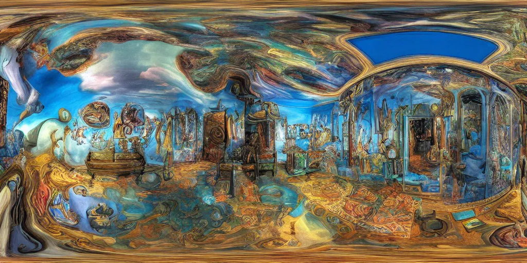 Image similar to equirectangular room by salvador dali