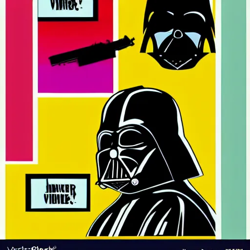 Image similar to vader in the style of pop art, high definition, vector graphic