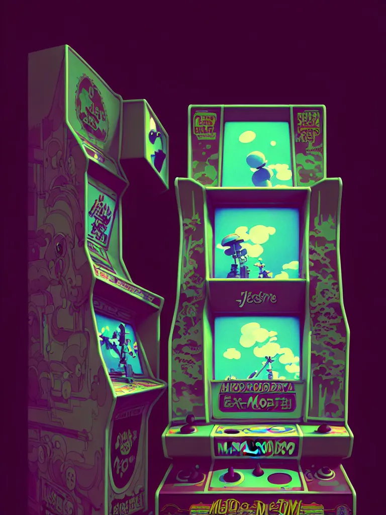 Image similar to retro arcade cabinet, moody, fluffy, ::alejandro jodorowsky, studio ghibli, beeple and James Gilleard and Justin Gerard :: ornate, dynamic, particulate, intricate, elegant, highly detailed, centered, artstation, smooth, sharp focus, octane render, 3d