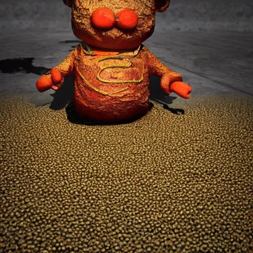 Prompt: little mr xi jinping covered in maggots by roger hargreaves and jim henson. rust, octane render, unreal engine