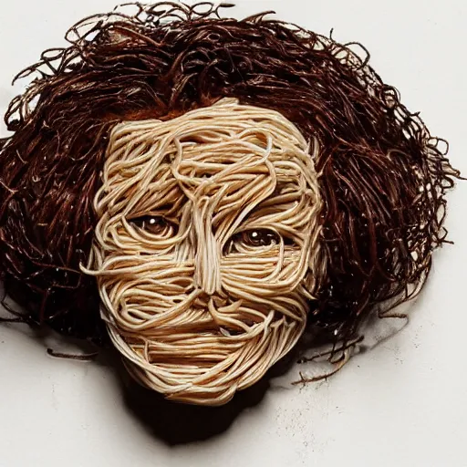 Image similar to face made of spaghetti