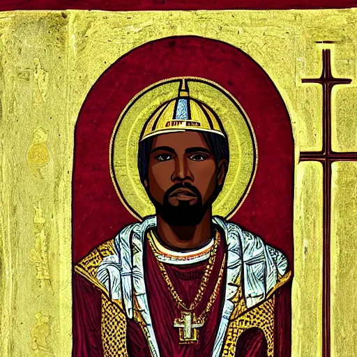 Prompt: saint kanye west byzantine roman vatican art