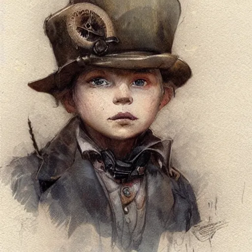 Prompt: (((((portrait of boy dressed as steampunk detective . muted colors.))))) by Jean-Baptiste Monge !!!!!!!!!!!!!!!!!!!!!!!!!!!