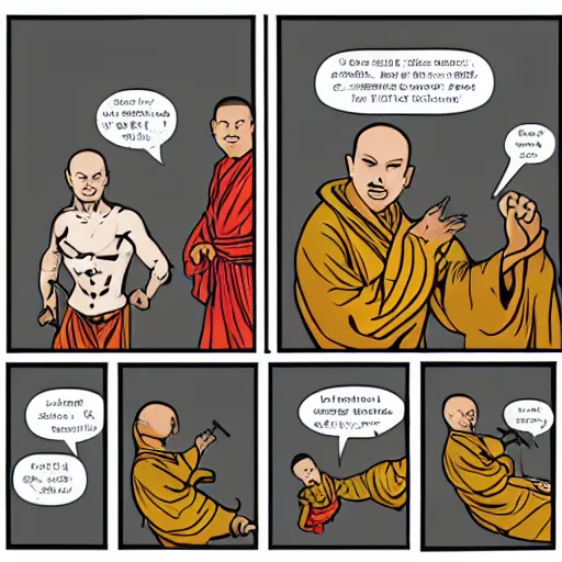 Image similar to shaolin monk putting on an army uniform and saying I\'m ready in a speech bubble