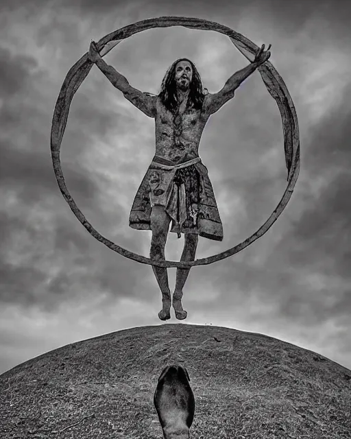 Image similar to a druid standing in a circle at the beginning of the world by mark silvestri