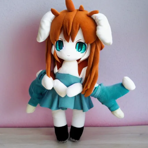 Image similar to cute fumo plush of a cute sheepgirl, goat, anime girl