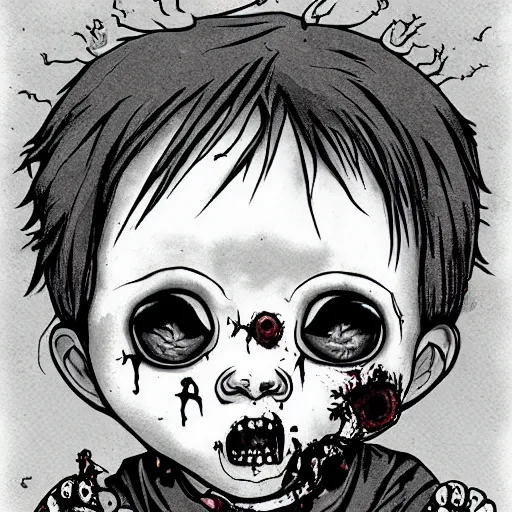 Prompt: zombie baby by ito junji