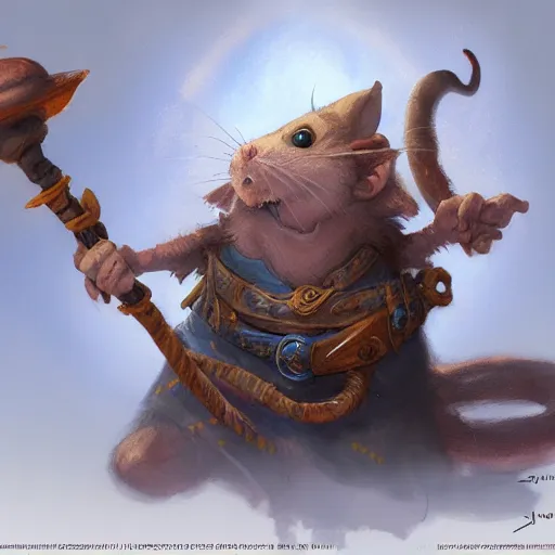 Image similar to a wizard rat, by justin gerard and greg rutkowski, digital art, realistic painting, dnd, character design, trending on artstation