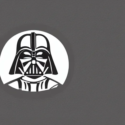 Prompt: svg sticker, centered, round-cropped, white-space-surrounding, Darth-Vader listening to headphones, flat colors, vector art