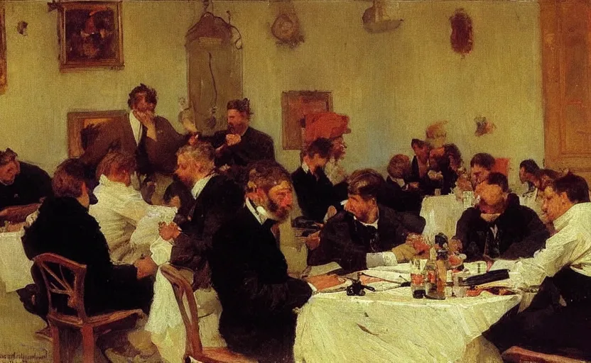 Image similar to high quality high detail painting by ilya repin, business meeting, hd