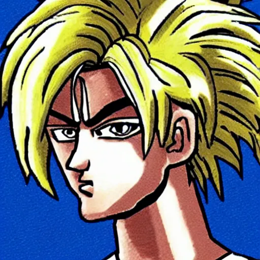 Image similar to alexander the great, with goku hair