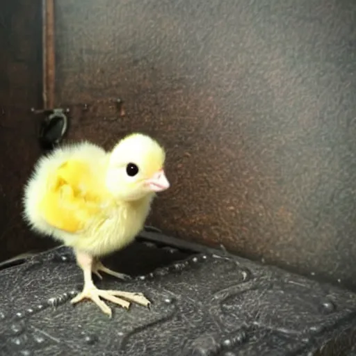 Image similar to a baby chick, steampunk