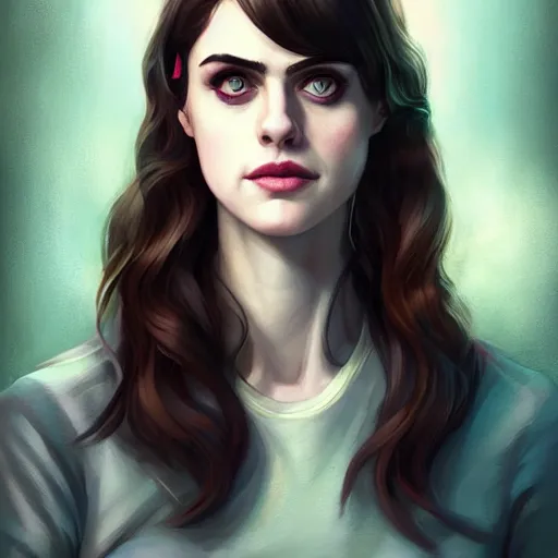 Prompt: a portrait of a combination of Alexandra Daddario, Natalia Dwyer, Anne Hathaway, Krysten Ritter and Maisie Williams, art by lois van baarle and loish and ross tran and rossdraws and sam yang and samdoesarts and artgerm, digital art, highly detailed, intricate, sharp focus, Trending on Artstation HQ, deviantart, unreal engine 5, 4K UHD image