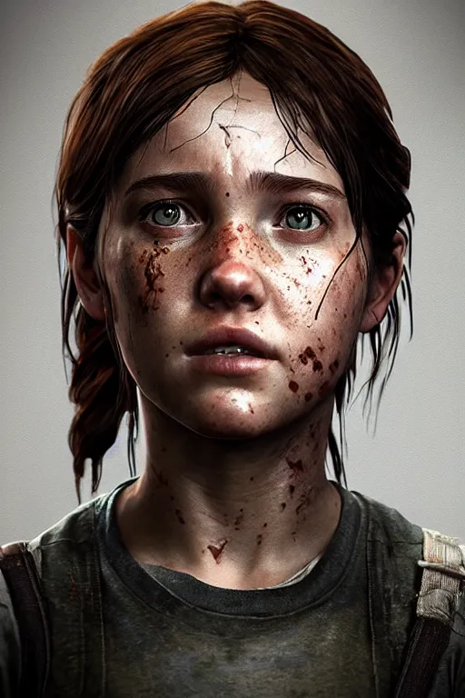 Image similar to ultra realistic facial portrait of ellie from the last of us part 2, digital art, character portrait, highly detailed, trending on artstation, lens flare, atmosphere, hyper realistic, cinematic lightning, sharp focus, unreal engine 5, extreme details perfect face, pretty face, fine - face, illustration, 8 k, ultra texture, masterpiece