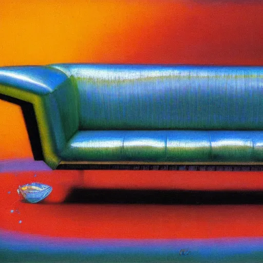 Image similar to psychedelic couch sofa costa blanca, designed by arnold bocklin, jules bastien - lepage, tarsila do amaral, wayne barlowe and gustave baumann, cheval michael, trending on artstation, mediterranean, star, sharp focus, colorful refracted sparkles and lines, soft light, 8 k 4 k