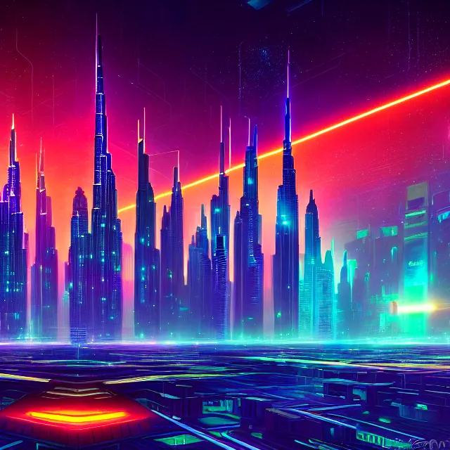 Image similar to futuristic cubes!!!!!! connected with glowing wires, centered, symmetry, painted, intricate, volumetric lighting, beautiful, rich deep colors masterpiece, sharp focus, ultra detailed, in the style of dan mumford and marc simonetti, with a clear crowded futuristic cyberpunk dubai city in the background, astrophotography